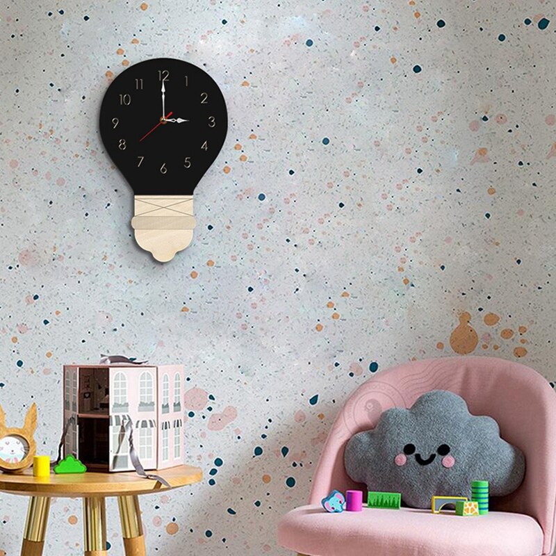 Room Decoration Digital Clock Nordic Style Light Bulb Wall Clock Home Life Mute Clock