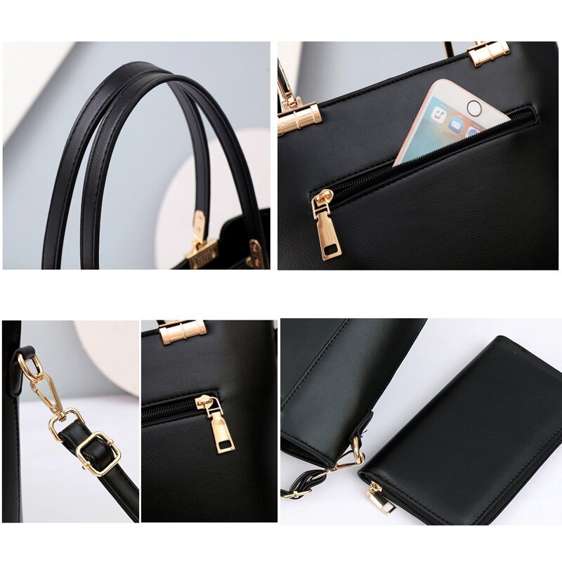 Leder Geldbörsen und Handtaschen Luxus setzt Taschen für Frauen Modische Schulranzen Handtasche Weibliche Taschen