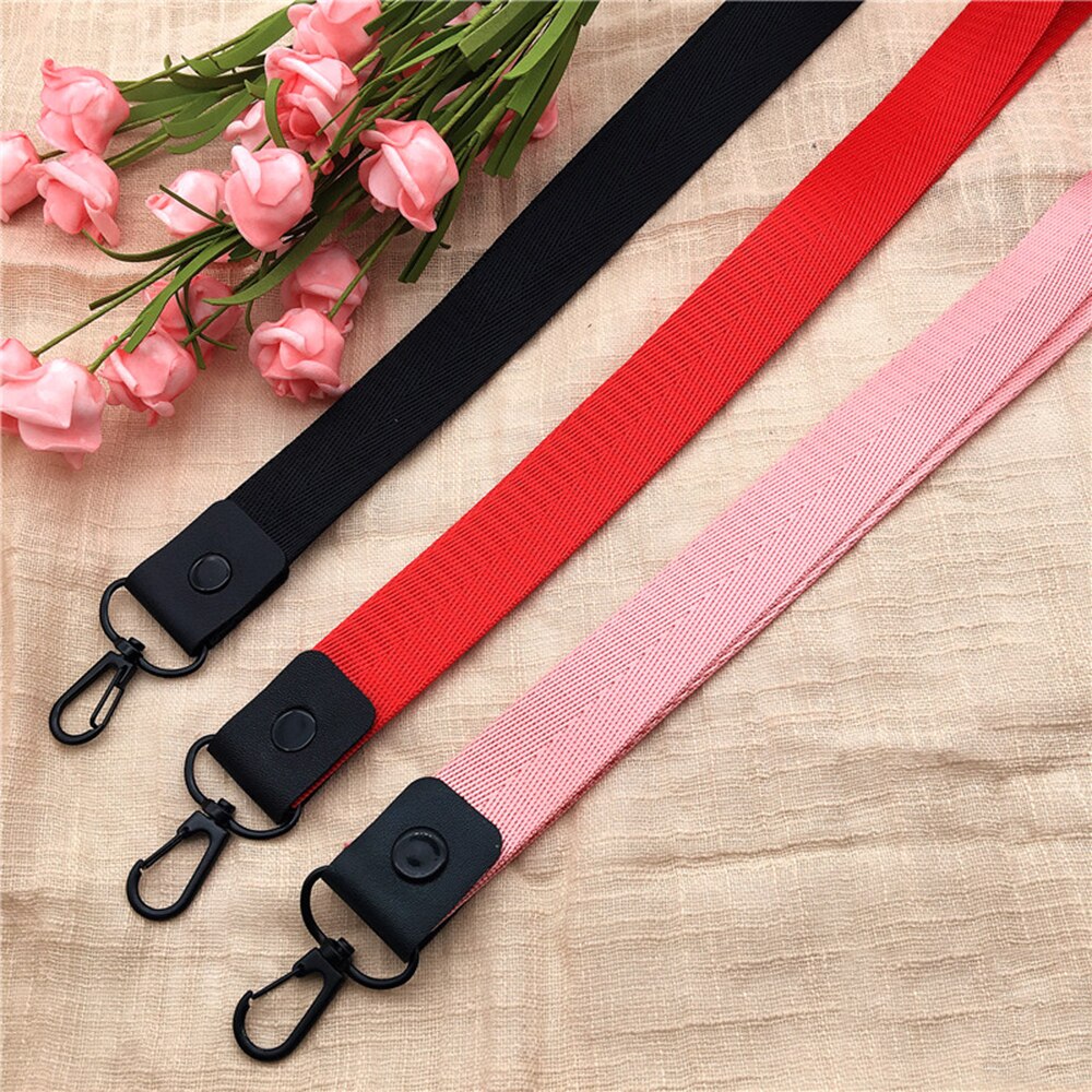 Effen Kleur Lanyards Tag Houder Neck Hang Id-kaart Lanyards Polsbandje Sleutel Touw Mobiele Telefoon Riemen Id-kaart Sleutelhanger zwart Rood
