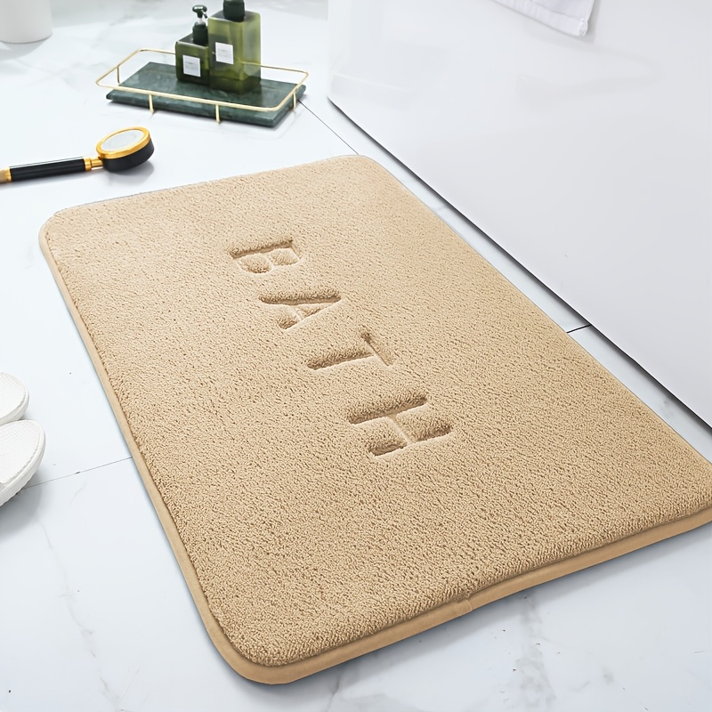 Alfombra gruesa absorbente para baño con bordado de color sólido peludo, alfombrilla gruesa para ducha, alfombrilla antideslizante para pies, alfombrilla de entrada resistente a la suciedad: Beige / 400 mm x 600 mm