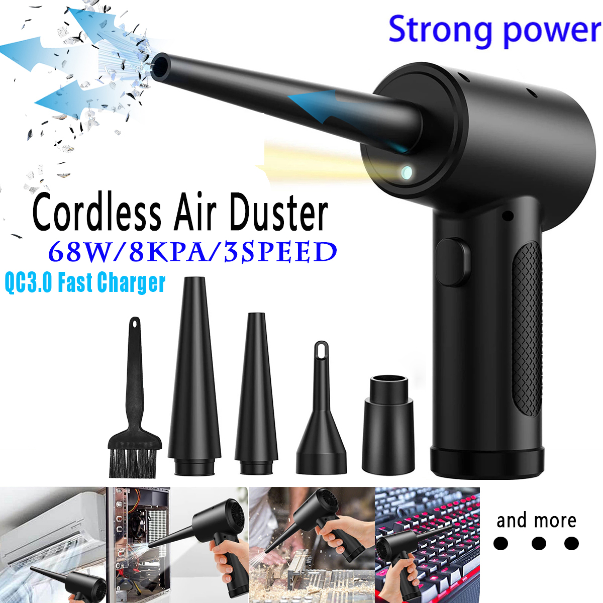 Air Duster Blower Multi-Use Portable Compressed Air Cans,Electric Air Duster Computer Cleaner PC Laptop Keyboard