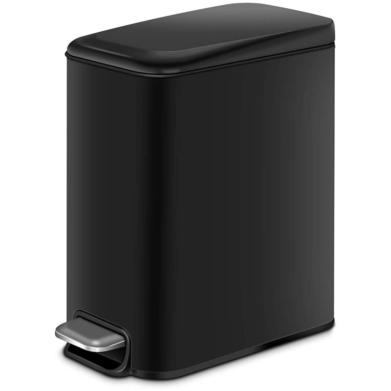 Rectangular Small Trash Can with Lid Soft Close, Bathroom Trash Can with Removable Inner Wastebasket