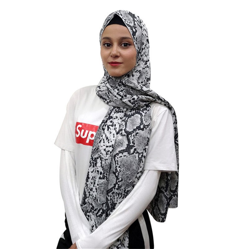 Muslimi hijab käärmeennahka polyesterihuivi huivi printti syksy talvi islamilainen loimi pitkä huivi