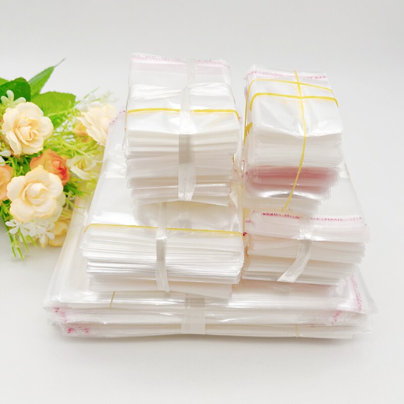500Pcs Poly Plastic Bags Opp Tassen Zelfklevend Seal Opp Cellofaan Duidelijke Zak Kleine Pouches Voor Verpakking opbergtas