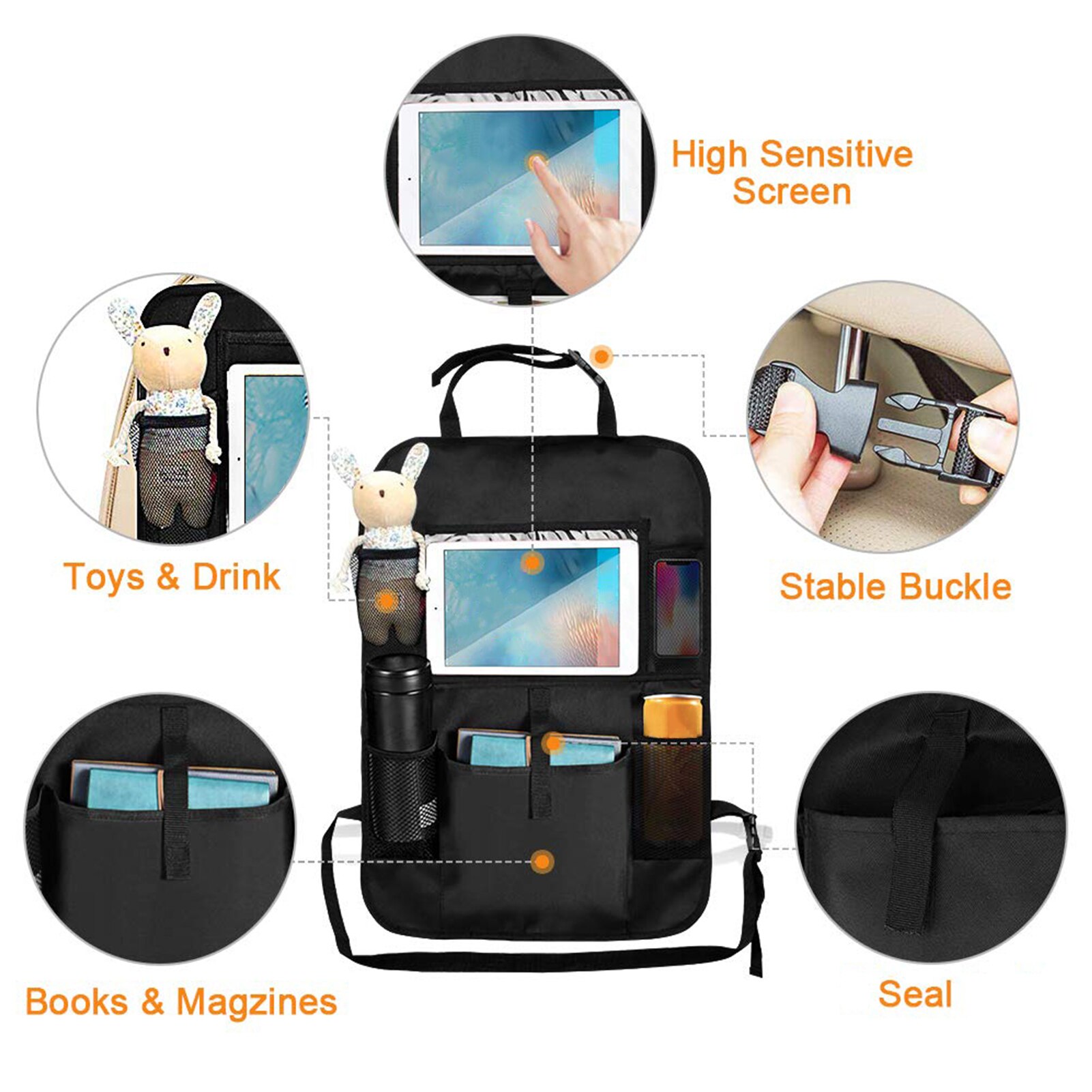 Auto Rücksitz Organizer Auto trete Matten für freundlicher Zurück Sitz Protektoren Große Kapazität mit transparent Tablette Tasche Einfache Reinigung