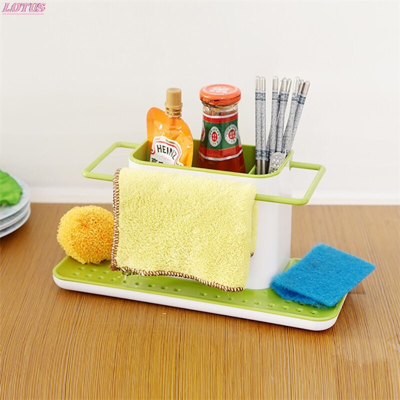 Storage Shelf Sponge Holder Draining Sink Box Kitchen Organizer Draining Rack Dish Storage Rack Stands Utensils Towel Rack