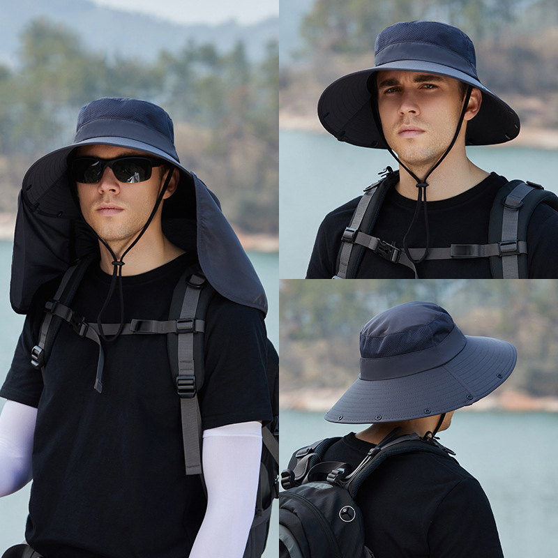 Mannen Zomer Visser Hoeden Mesh Ademend Zon Outdoor Waterdichte Emmer Hoed Klimmen Vissen Sjaal Guard Cap