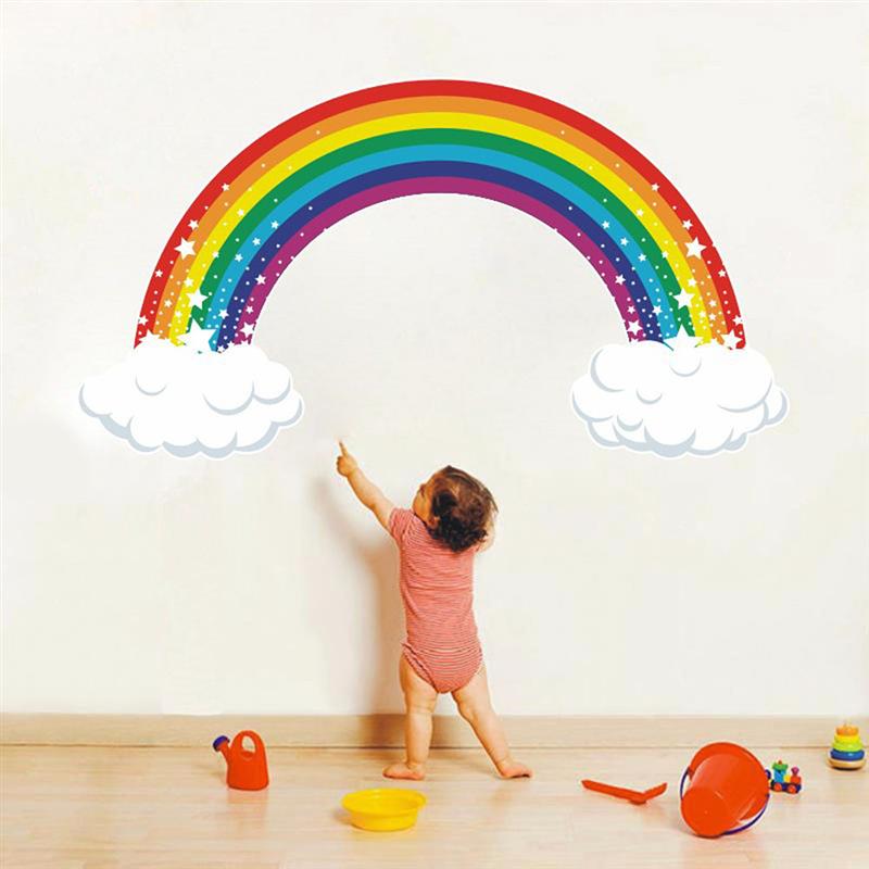 Creatief Behang Cartoon Muur Sticker Cloud Rainbow Sticker Achtergrond Muur Sticker Voor Thuis Kamer