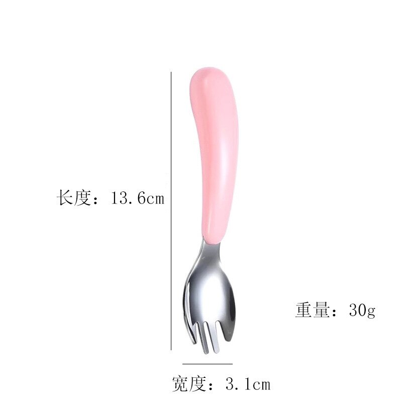 Baby Tableware Set Infant Food Feeding Spoon Fork Gadgets 304 Stainless Steel BPA Free Toddler Cartoon Dinnerware Cutlery: Pink Fork