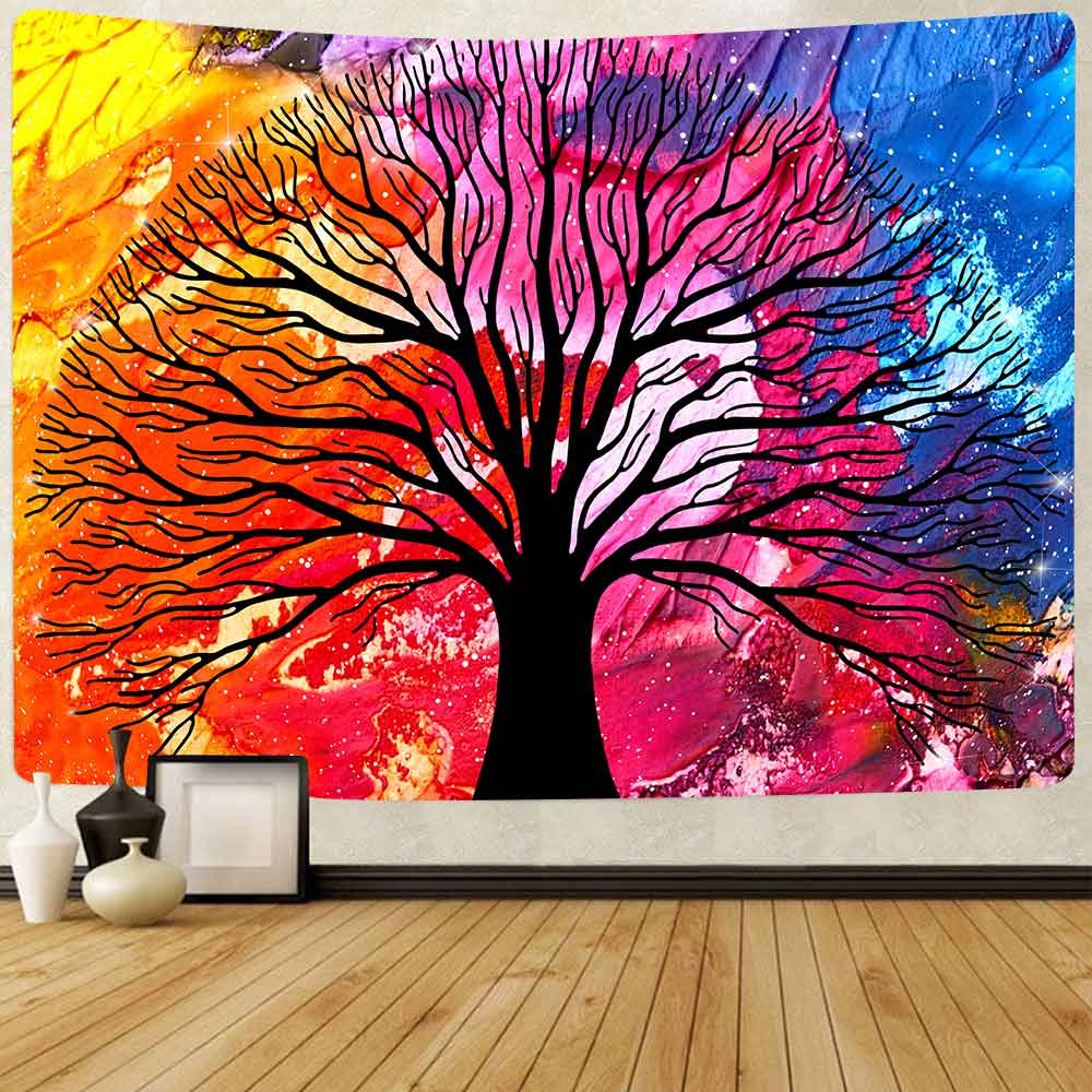 Simsant kolorowe drzewo gobelin psychodeliczny las czeski hipis ściana artystyczna wiszące gobeliny robić salonu Dom dekoracje