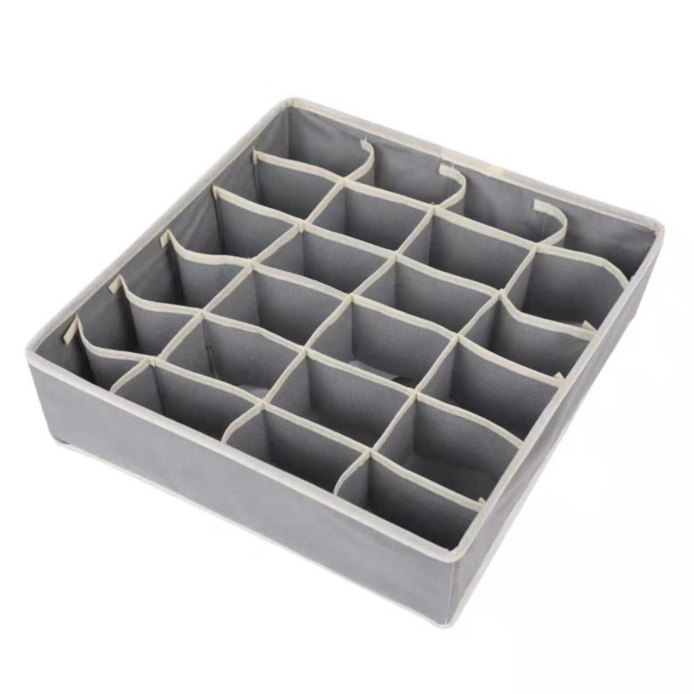 Foldable Fabric Closet Underwear Organizer Storage Box Drawer Divider Room Organization for Underware Bra Ties Belts Socks: Gray 24 Cells