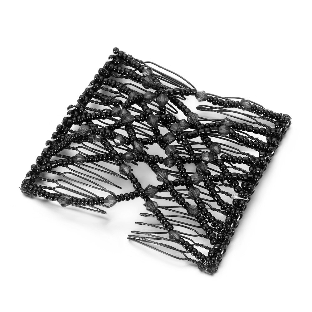 1PC Magie Haar Kamm strecken Doppel Kamm Perlen Haar Clip Elastische Haarnadel Klaue Brötchen Hersteller Headwear Frauen DIY Haar Styling Werkzeuge: Schwarz