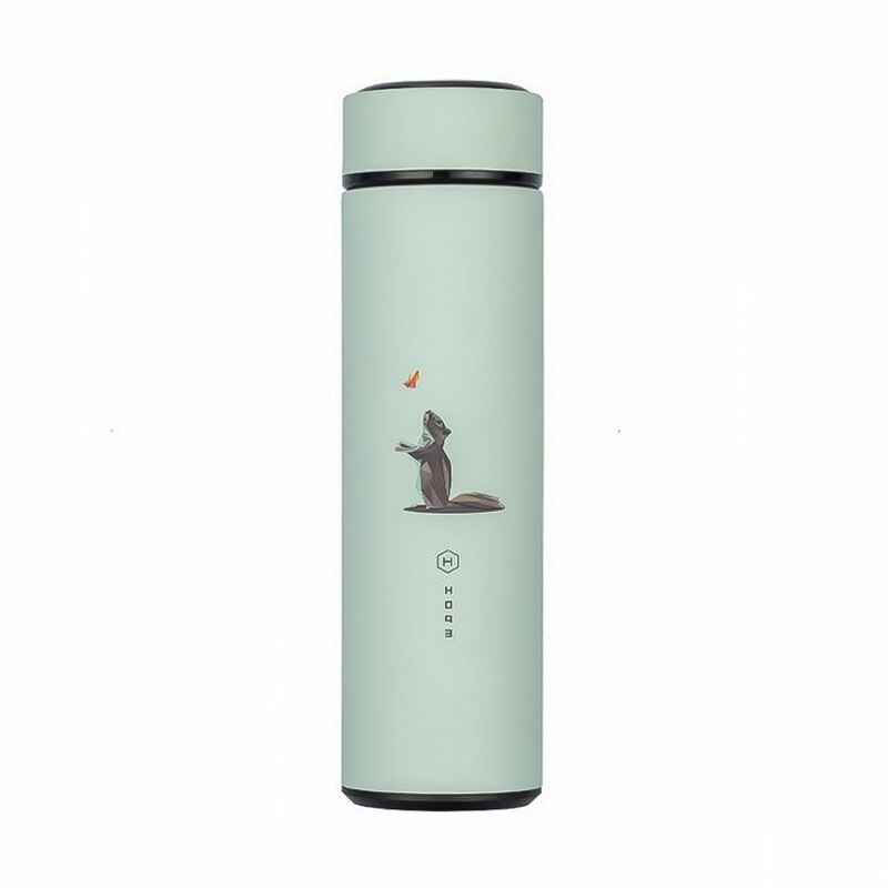 480Ml Geïsoleerde Reismok Thermos Dubbelwandige Roestvrijstalen Thermosflessen Thermos Cup Koffie Thee Melk Water Fles ^ 1: animal green