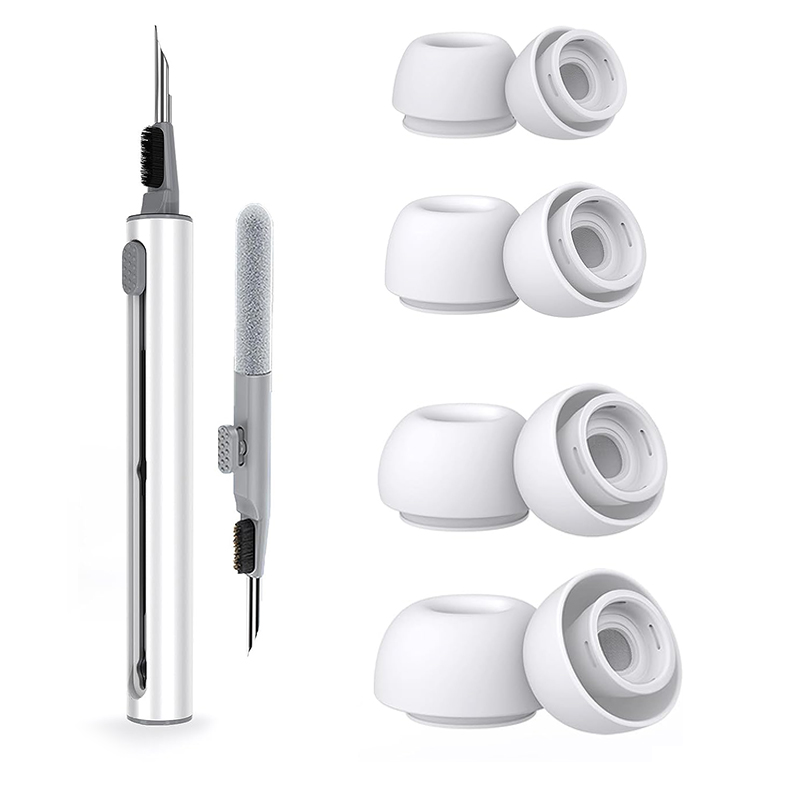 KUTOU 4 Pairs Liquid Silicone Ear Tips for Airpods Pro 1 2 Noise Reduction Pad Earplugs Ear Caps Comes with cleaning pen: Snow