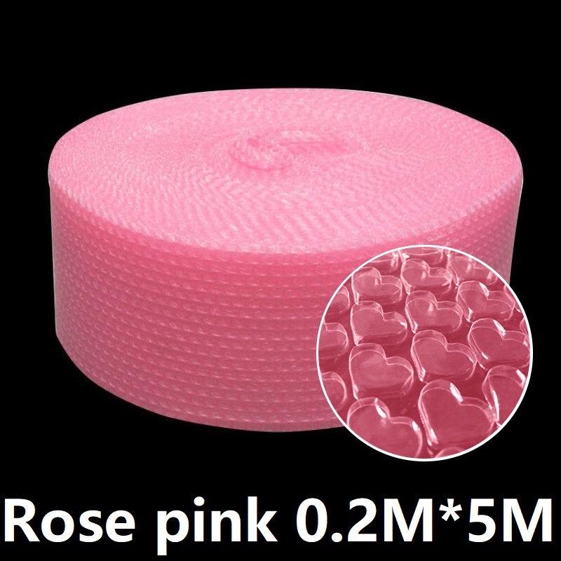 0.2*5m bufferemballasje hjerte bobleplast bobleplast boblepapir skumrull for emballasje bufferinnpakningspose: Lilla
