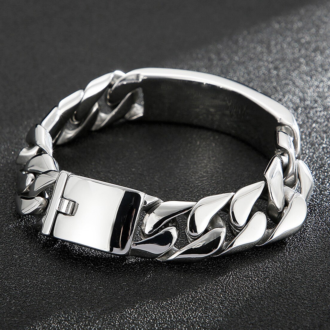 Schwere Edelstahl Armreif 17mm 8,66 Zoll Bordstein Kubanischen Kette Glatte Bar Ich würde Armbänder für Männer Frauen Freies fabrik Bieten