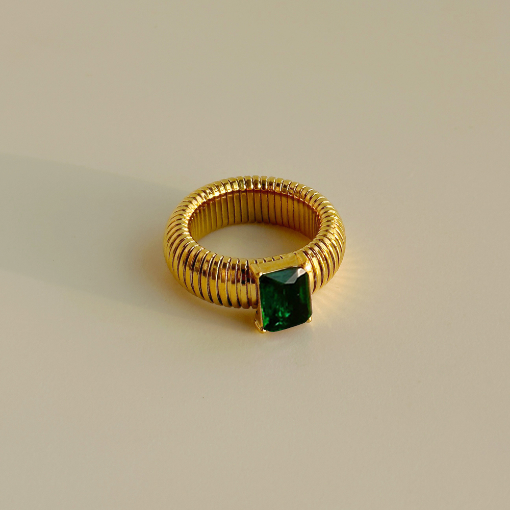 Anillos Punk exagerados de cristal multicolor para mujer, chapado en oro de 18 quilates, resistente al agua, anillo cuadrado grueso, joyería Vintage de hip hop: 6 / Rojo