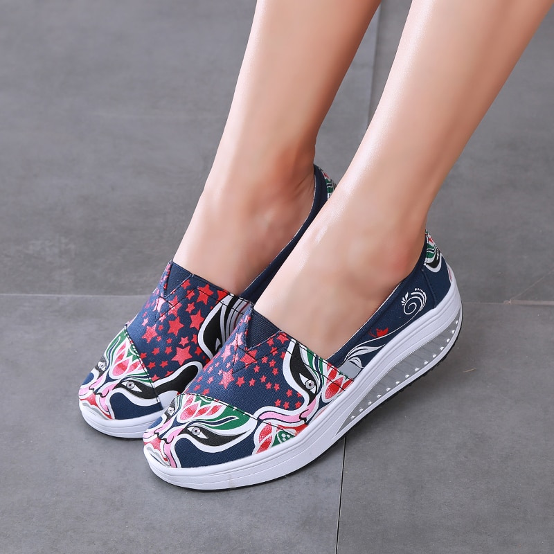 Minika Summer shoes for Women Toning sneaker Slip On Canvas Fitness Walking slimming Shoes Wedge sneakers scarpe sportive donna