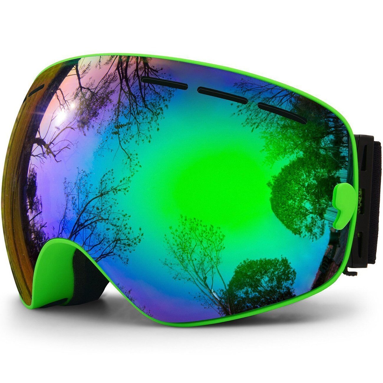 Lunettes de ski double couche anti-buée UV400, grand masque de ski, lunettes de neige pour hommes et femmes, masques de snowboard: green