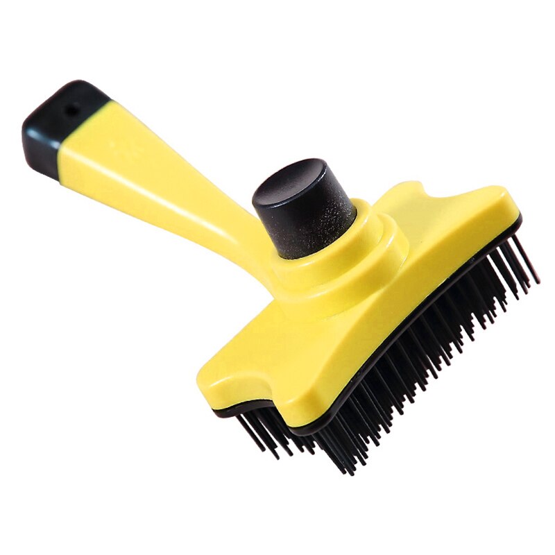 Cepillo de pelo para perros y gatos, peine de masaje de autolimpieza, Golden Retriever, productos para mascotas, accesorios: Yellow