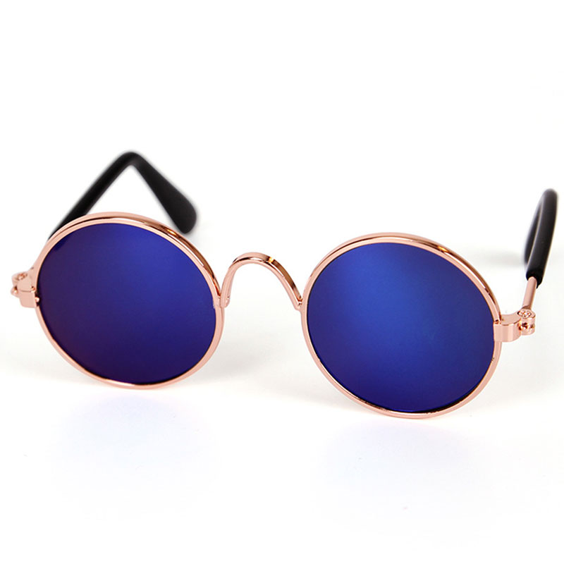 Pet Glasses Lovely Vintage Round Cat Sunglasses Reflection Eye Wear Glasses For Small Dog Cat Pet Photos Props Accessories: Blue