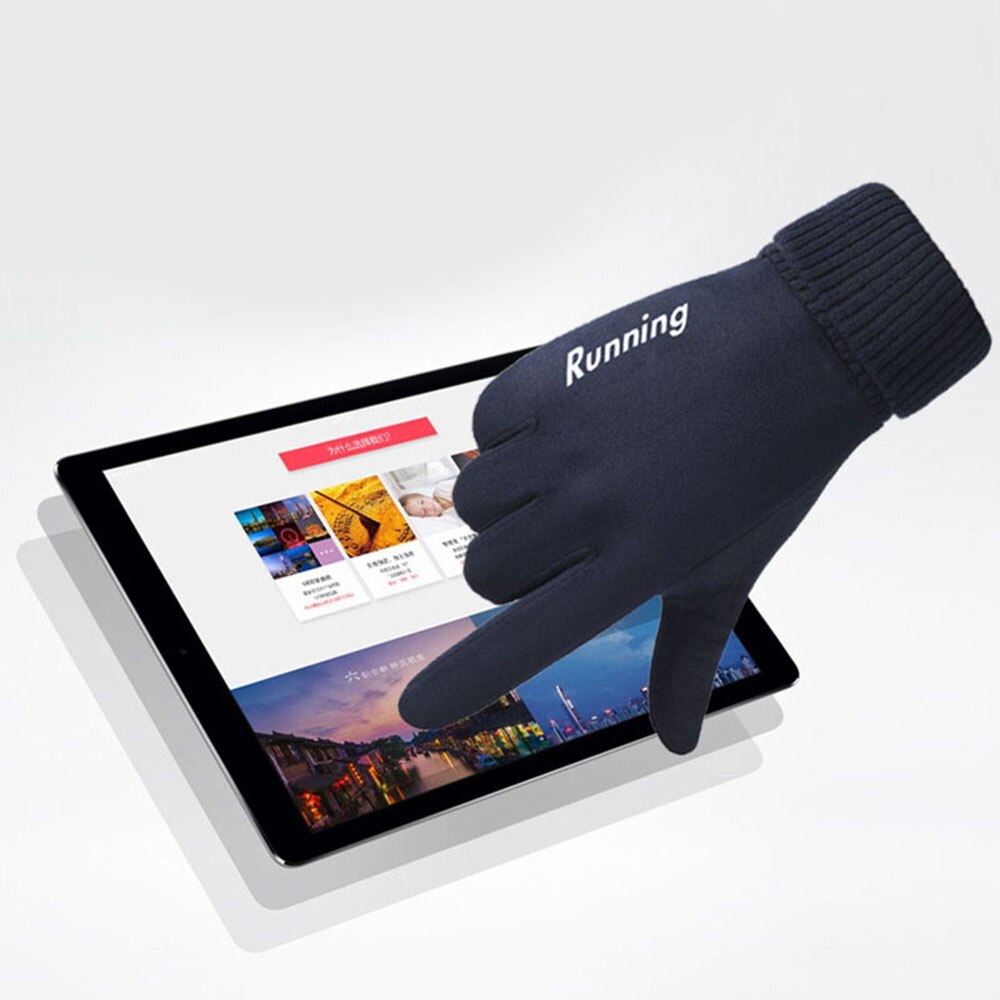 Autumn Winter Suede Plus Velvet Warm Sports Riding Gloves All Refer To Mens Non-Slip Touch Screen Driving Gloves