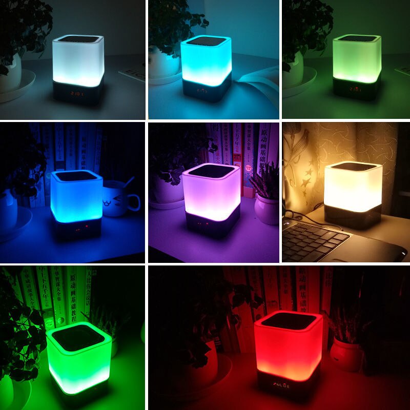 Bluetooth højttalerlampe, led touch natlys, bærbar trådløs højttaler sengelampe , 5 in 1 farveskiftende humørbordlampe