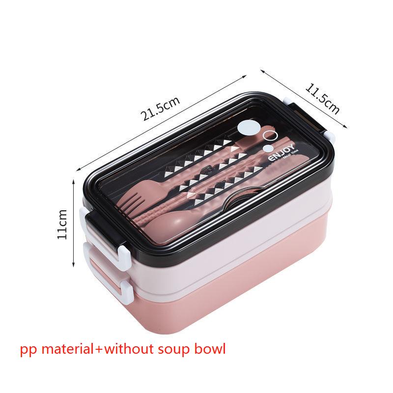 Lunch Box Bento Box Voor School Kids Kantoormedewerker 2 Lagen Microwae Verwarming Lunch Container Voedsel Opbergdoos: set2-pink