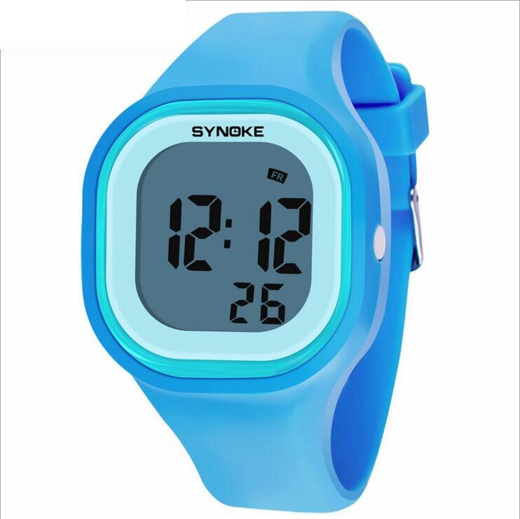 SYNOKE mannen vrouwen Kids Elektronische Horloges Meisjes Effen Klok Horloges Kleur Horloges Repeater Waterdichte Digitale Horloge