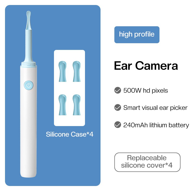 Wireless Smart Visual Ear Cleaner Endoscope Camera 500W HD Mini Camera IP67 Waterproof Endoscope Otoscope Ear Cleaning Picker: White