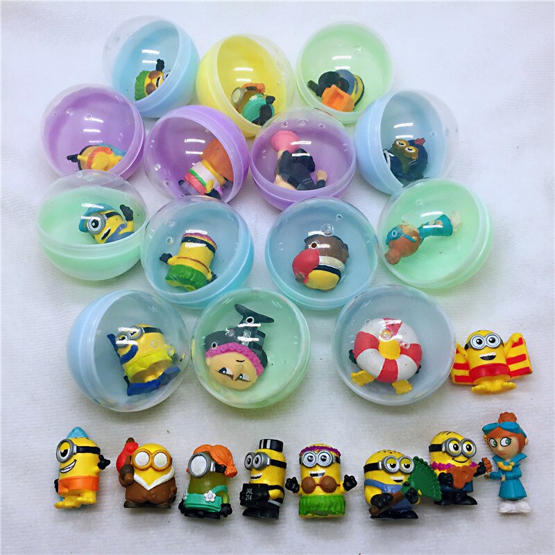 10pc/lot 45mm diameter plastic color balls capsules toys with inside mini dolls toys randomly mix for vending machine: NO.3