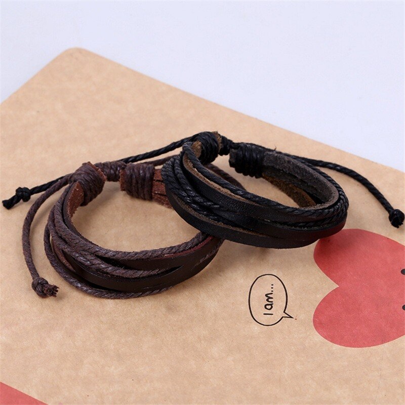 Pulsera Retro de CIBOCIBO para hombre, pulsera trenzada de cuerda de cuero clásica para hombre, de lujo para hombre, Pulseras Mujer,