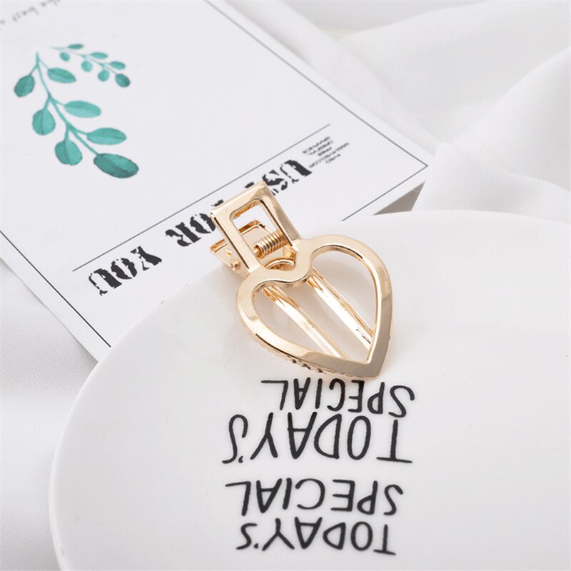 Frauen Gold Geometrische Kaninchen Krone bilden Haarspange Metall Hohl Haarnadeln Für Süße Mädchen Einfache Hairclip Haar Zubehör: Herz