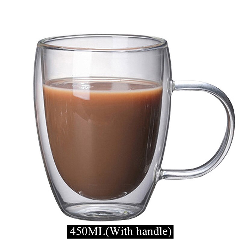 80-650ml podwójna ściana szklany kubek odporny na herbatę kufel do piwa kawa mleko sok z cytryny kubek Drinkware Lover filiżanki do kawy prezent kreatywność: A 450ML
