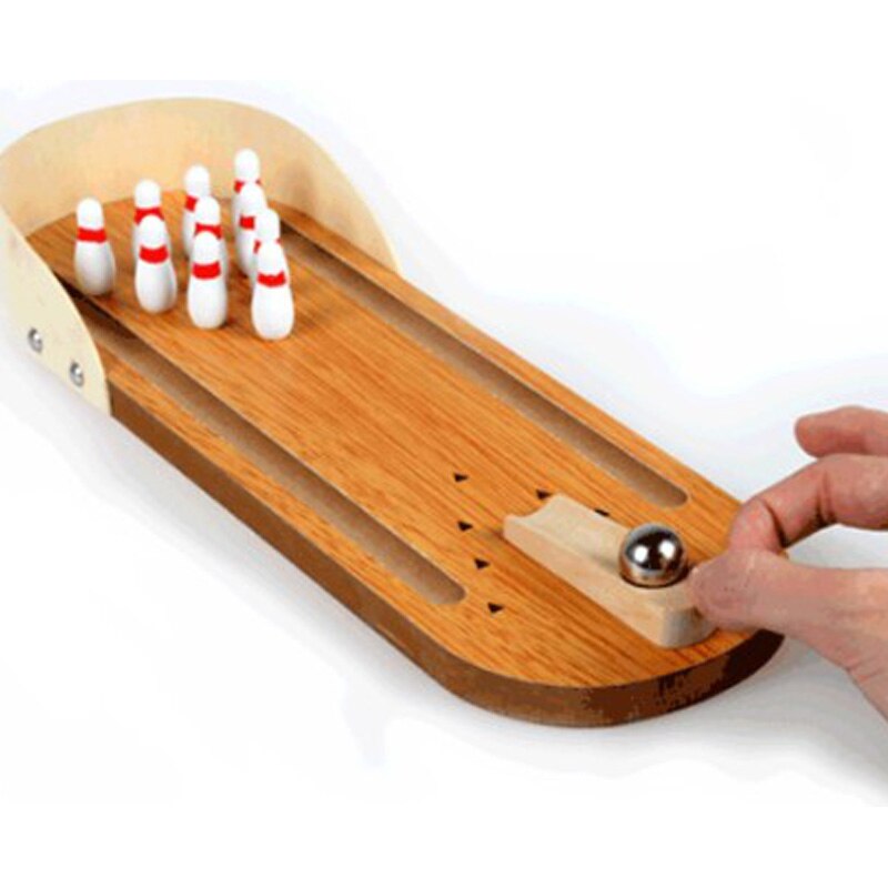 Mini Bowling Game Wooden Mini Bowling Set for Kids Adult Party Fun