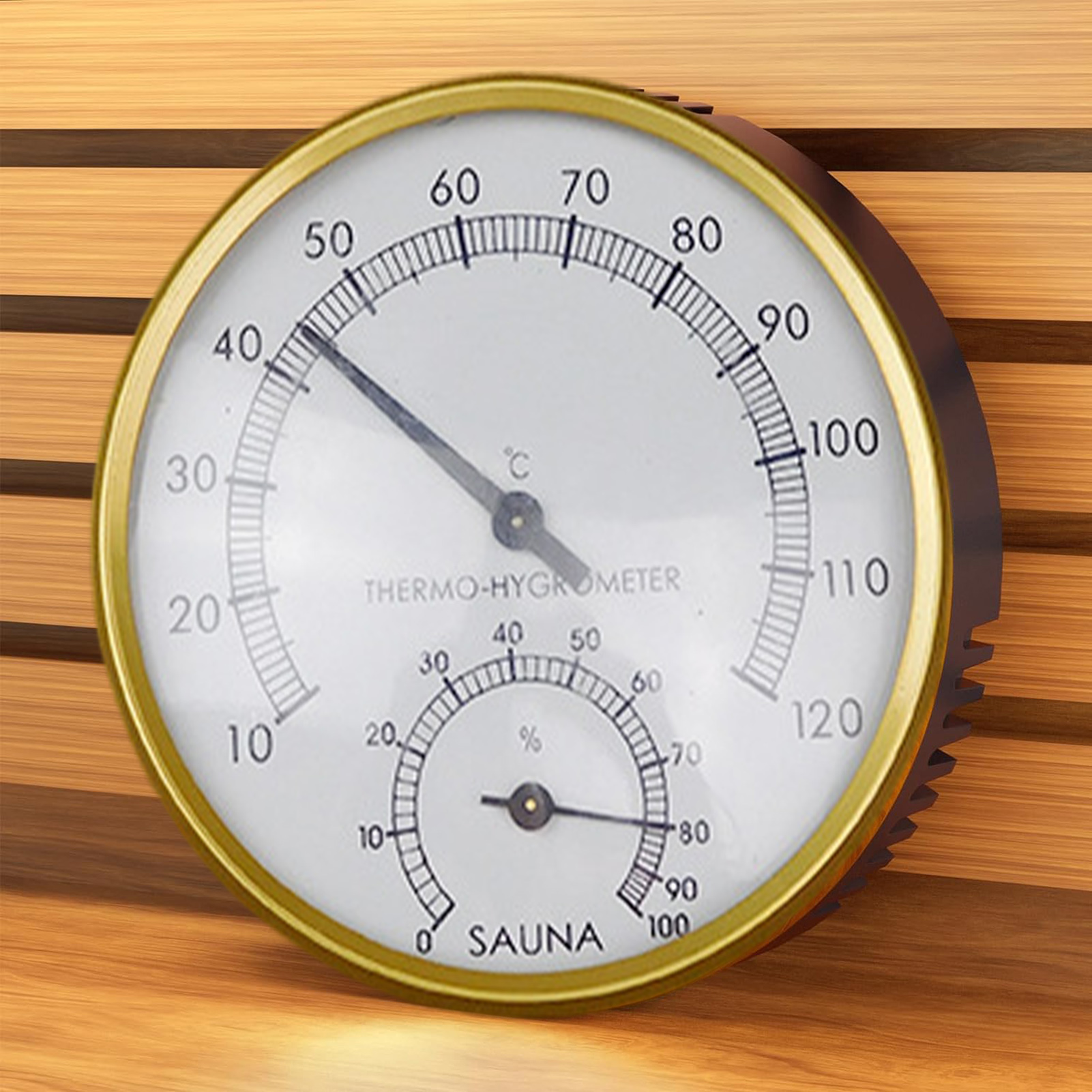 Termómetro de sauna Higrómetro Fahrenheit fácil de leer Probador de humedad de acero inoxidable de precisión para habitación de hotel
