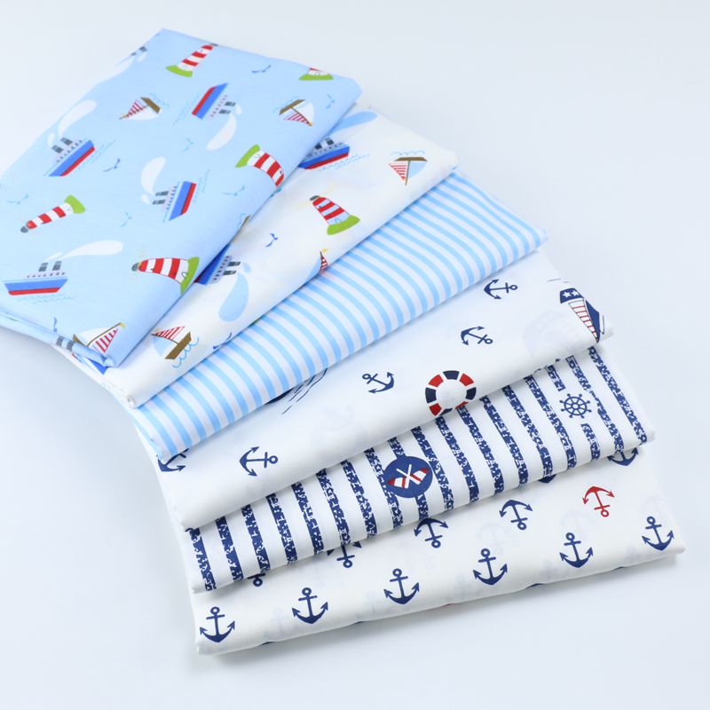 Décoration de literie pour bébé garçon, bateau de plaisance, oreillers à coudre, Patchwork à faire soi-même, tissu 100% coton en sergé 50x50cm