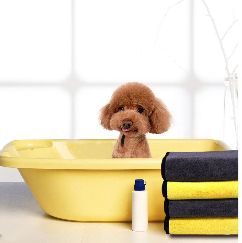 Dog Bath Towel - Super Absorbent Microfiber Dog Towel for Small Medium Large Dogs and Cats, Yellow