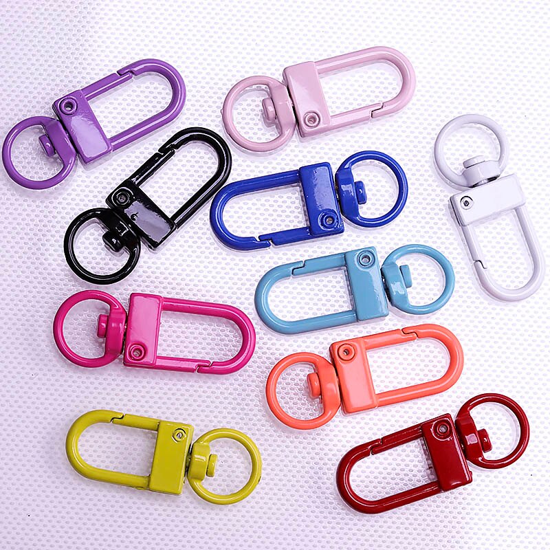 10Pcs Kleur Verf Bakken Sleutelhangers Sleutelhanger Sleutelhanger Voorjaar Gesp 8 Woord Gesp Garnalen Gesp Zak Gesp Sieraden accessoires