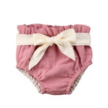 Pantalones cortos bombachos de algodón para bebés, niños y niñas, con lazo