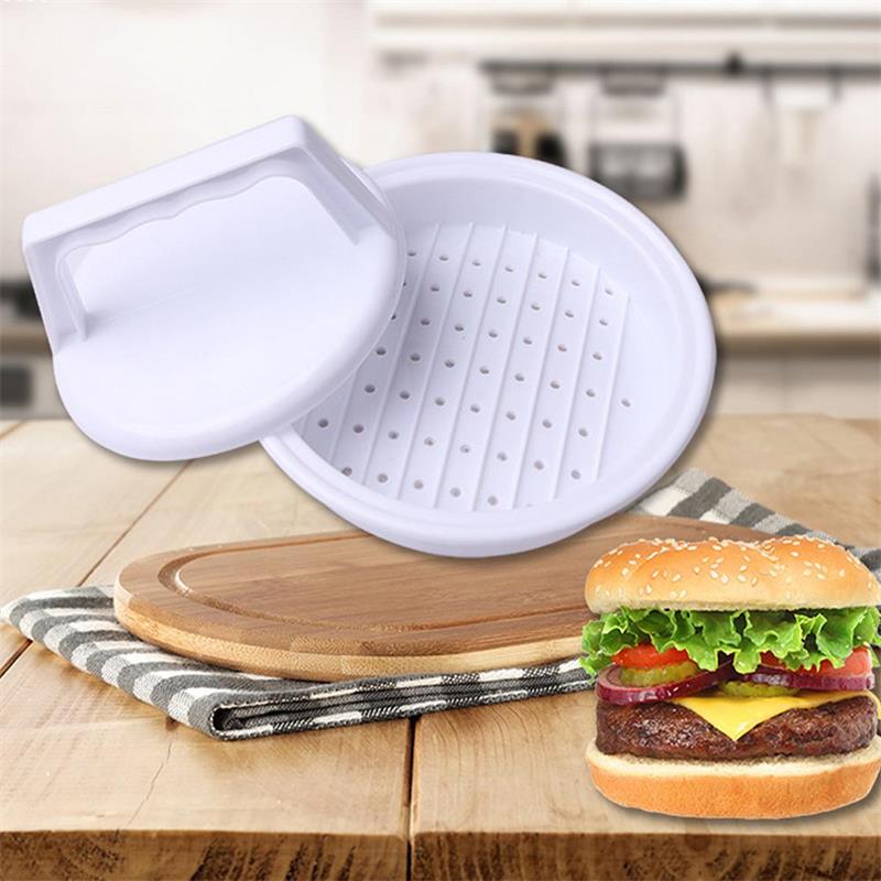 Color sólido redondo hamburguesa prensa hacer molde de plástico con agujero carne barbacoa DIY carne pastel prensado cocina herramientas para hornear