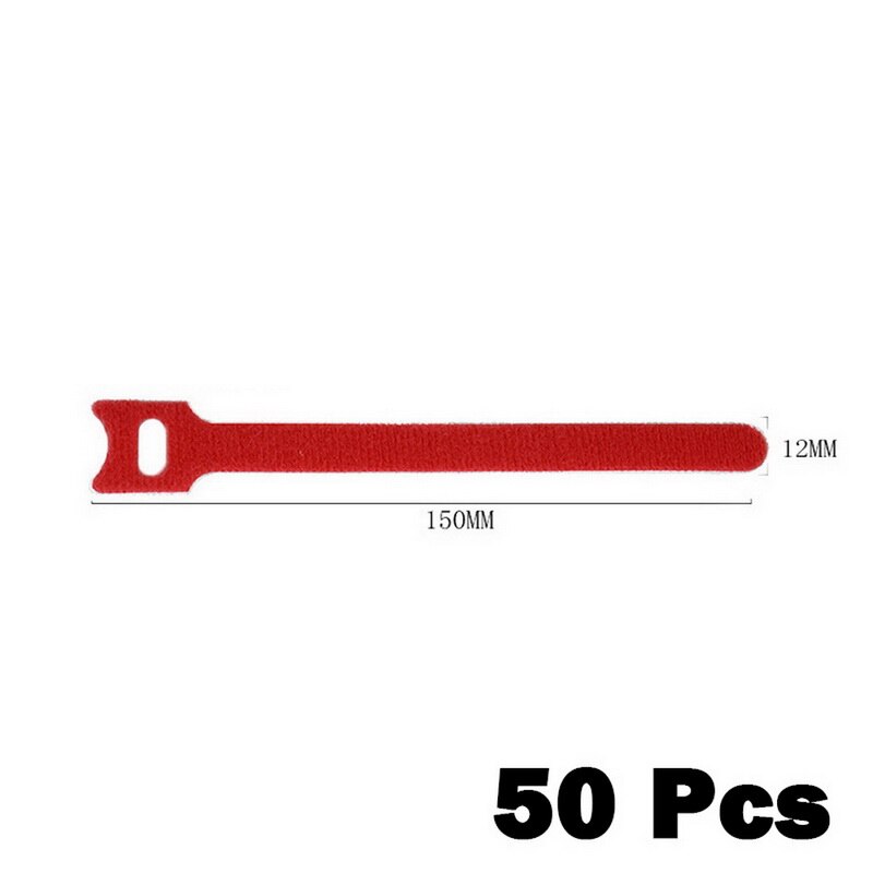 50Pcs Reusable Black Cable Cord Nylon Strap Ties Tidy Organiser Tool Hook And Loop Cable Ties Multiple Colour: red