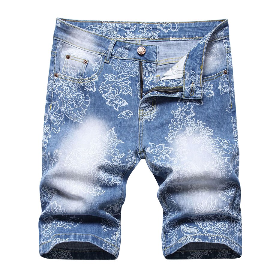 Sommer Herren Kurze Jeans Gedruckt Denim Jeans kurze Hose Hüfte hüpfen Streetwear Denim kurze Hose: 38