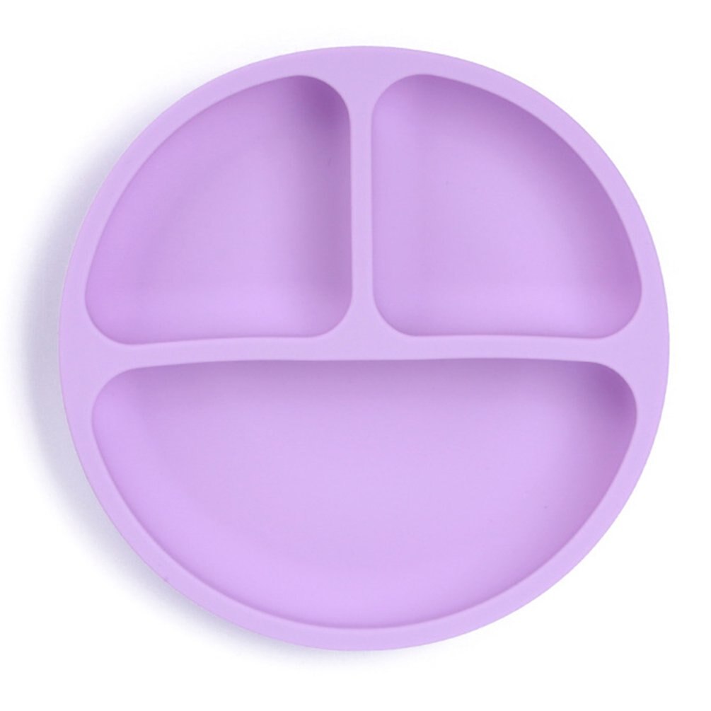 Baby Siliconen Gerechten Zuig Kom Bpa Gratis Siliconen Plaat Kid Servies Peuter Infant Asist Voeden Veilig Gerechten Voeden: Purple