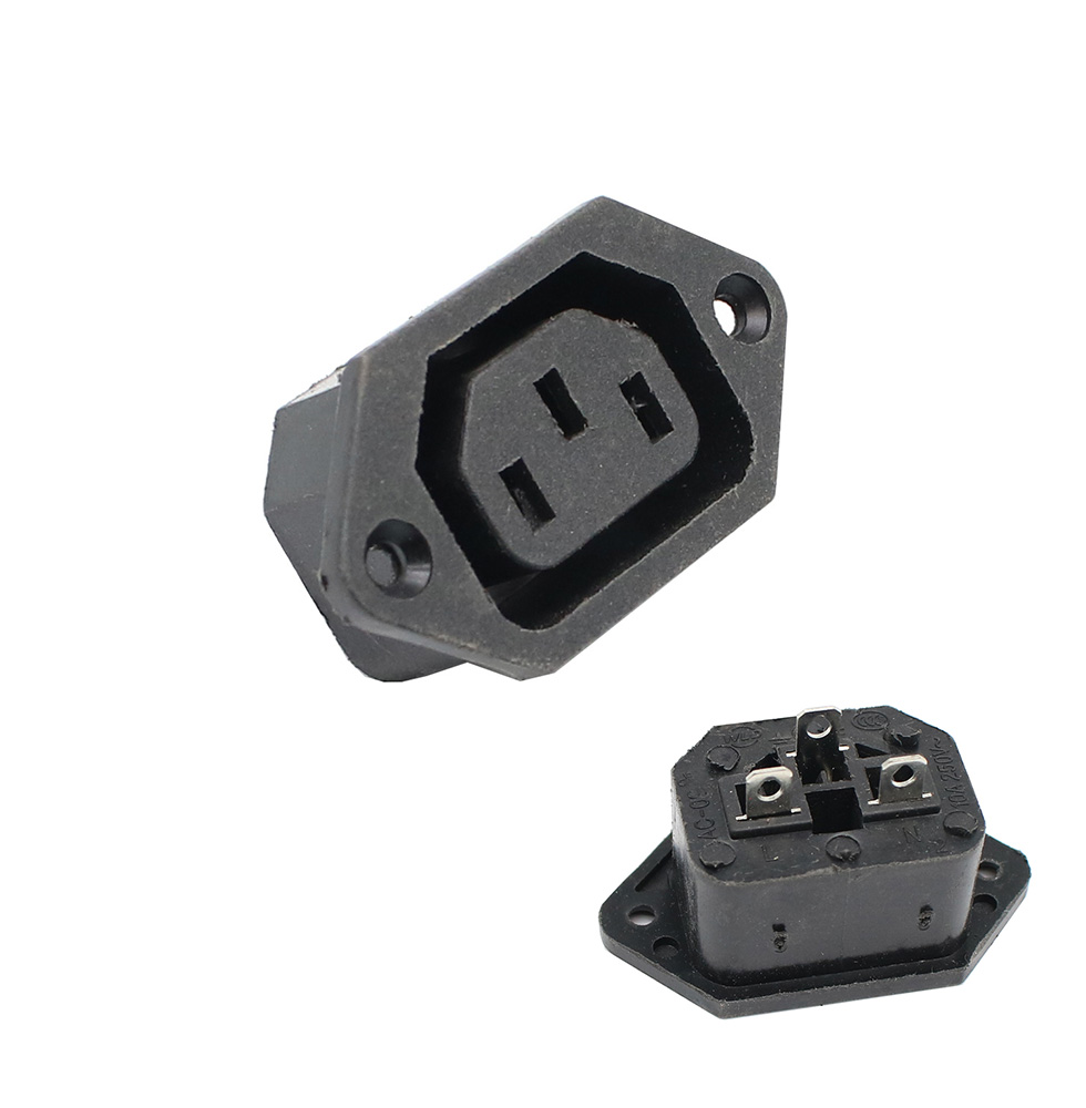 IEC320 C14 Electrical AC Socket 3 pin red LED 250V Rocker Switch 10A fuse female male inlet plug connector 2 pin socket mount: MULTI