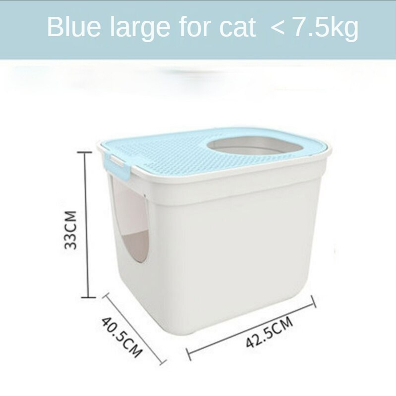 Full Enclosed Litter Box Cats Bedpans Pet Litter Tray Potty Toilet Anti Splash Deodorant Kitten Products Dormatory Cama Gato: Blue L