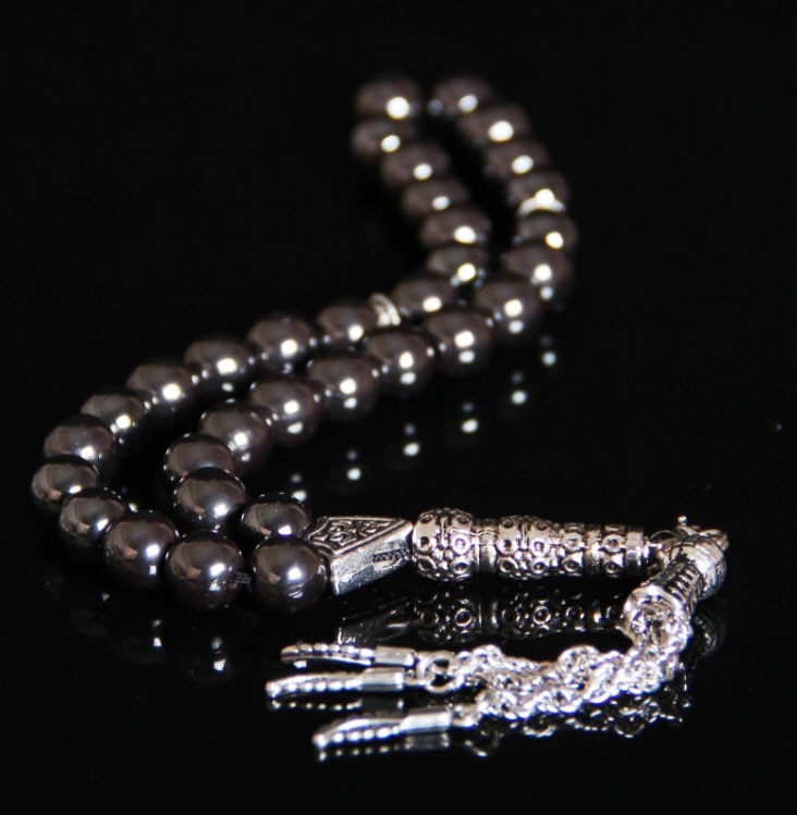 8mm moslim islamitische 33 zwart hematiet Gebed kralen Rozenkrans Moslim tasbih Misbaha Masbaha tespeeh Allah sibha tesbih