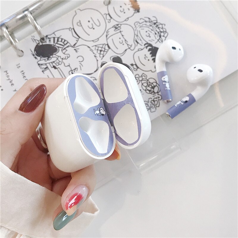 Del fumetto Della Polvere Carino Guard Set per Airpods di Protezione Auricolare Pellicola Della protezione Della Pelle Sticker per Airpods Caricatore Auricolare Scatola a prova di Polvere decalcomanie: 10
