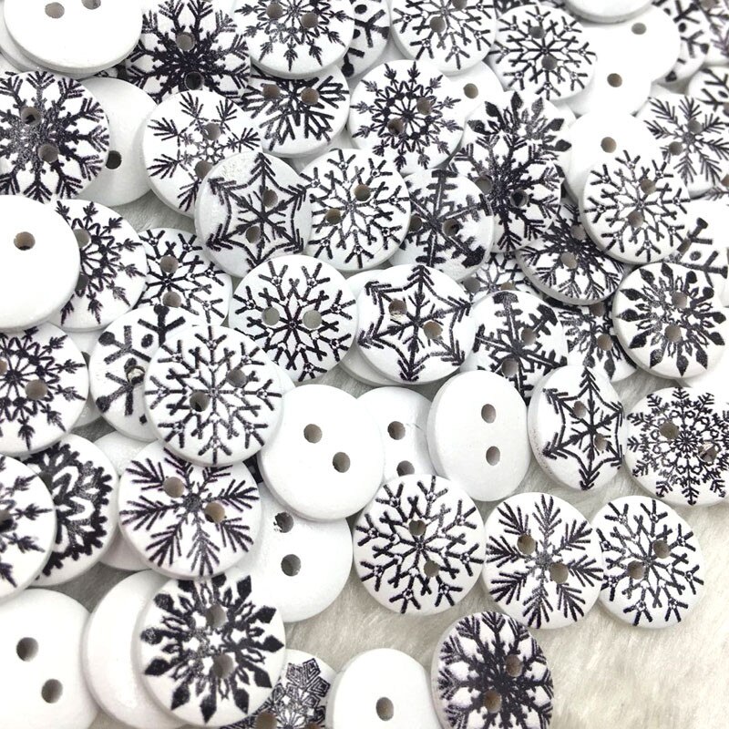 10/50/100Pcs Mix snowflake Wood Buttons Sewing Kid... – Grandado