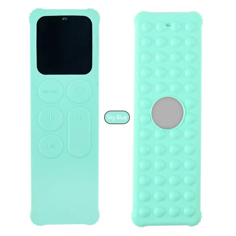 Beschermhoes Cover Apple Tv Siliconen Stofdicht Cover Voor Apple Tv 4 Afstandsbediening Thuis Opslag Afstandsbediening Houder: Sky Blue